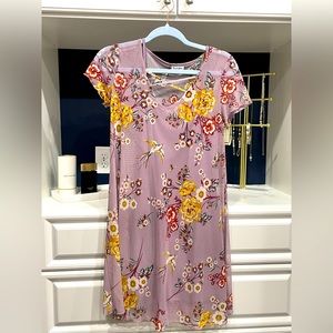 Medium purple, light floral, classy dress